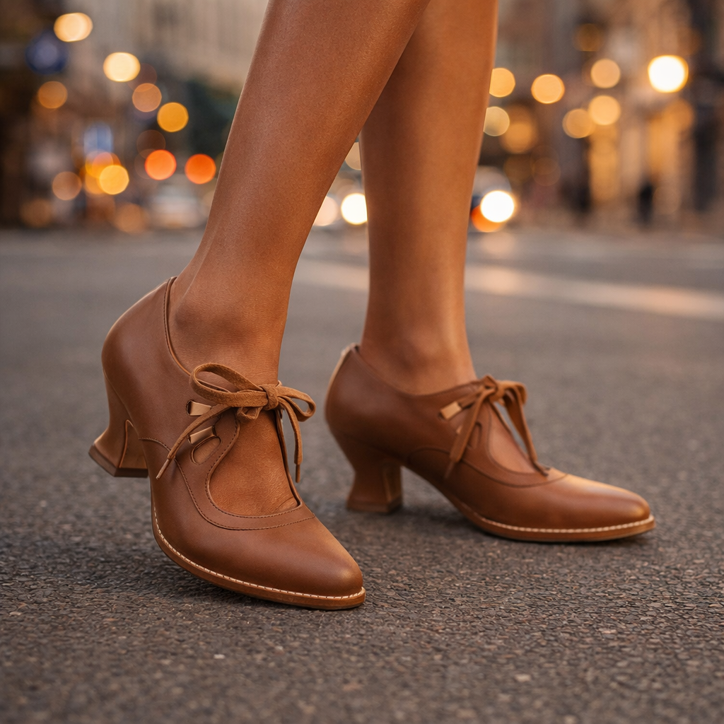 Camille Leather Lace Heels