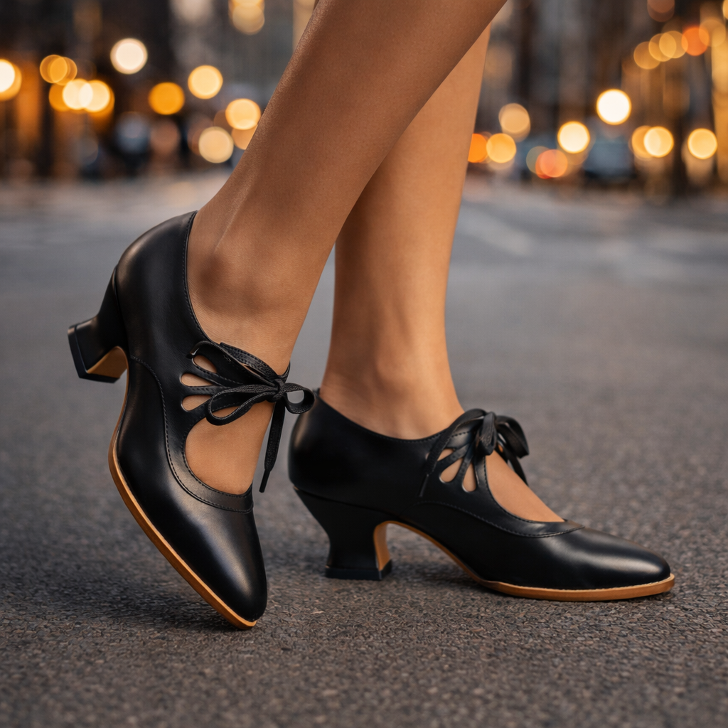 Camille Leather Lace Heels
