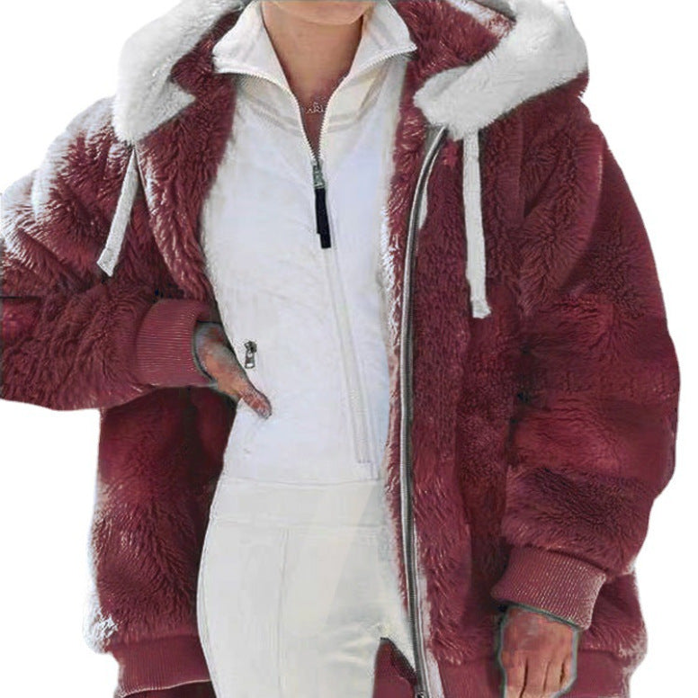 Amber - striped winter coat for women