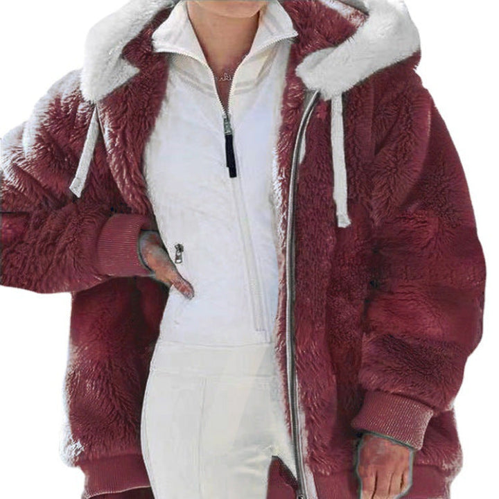 Amber - striped winter coat for women