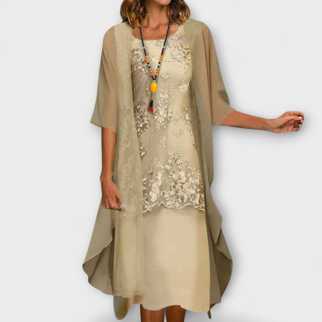 Janelle | Elegant Chiffon Set with Belly Coverage