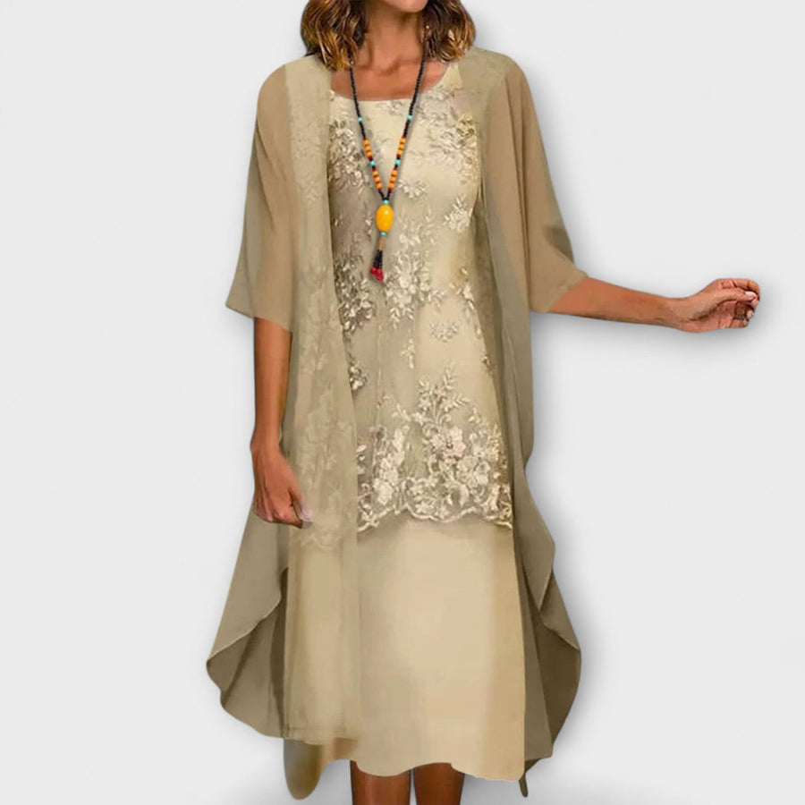 Janelle | Elegant Chiffon Set with Belly Coverage