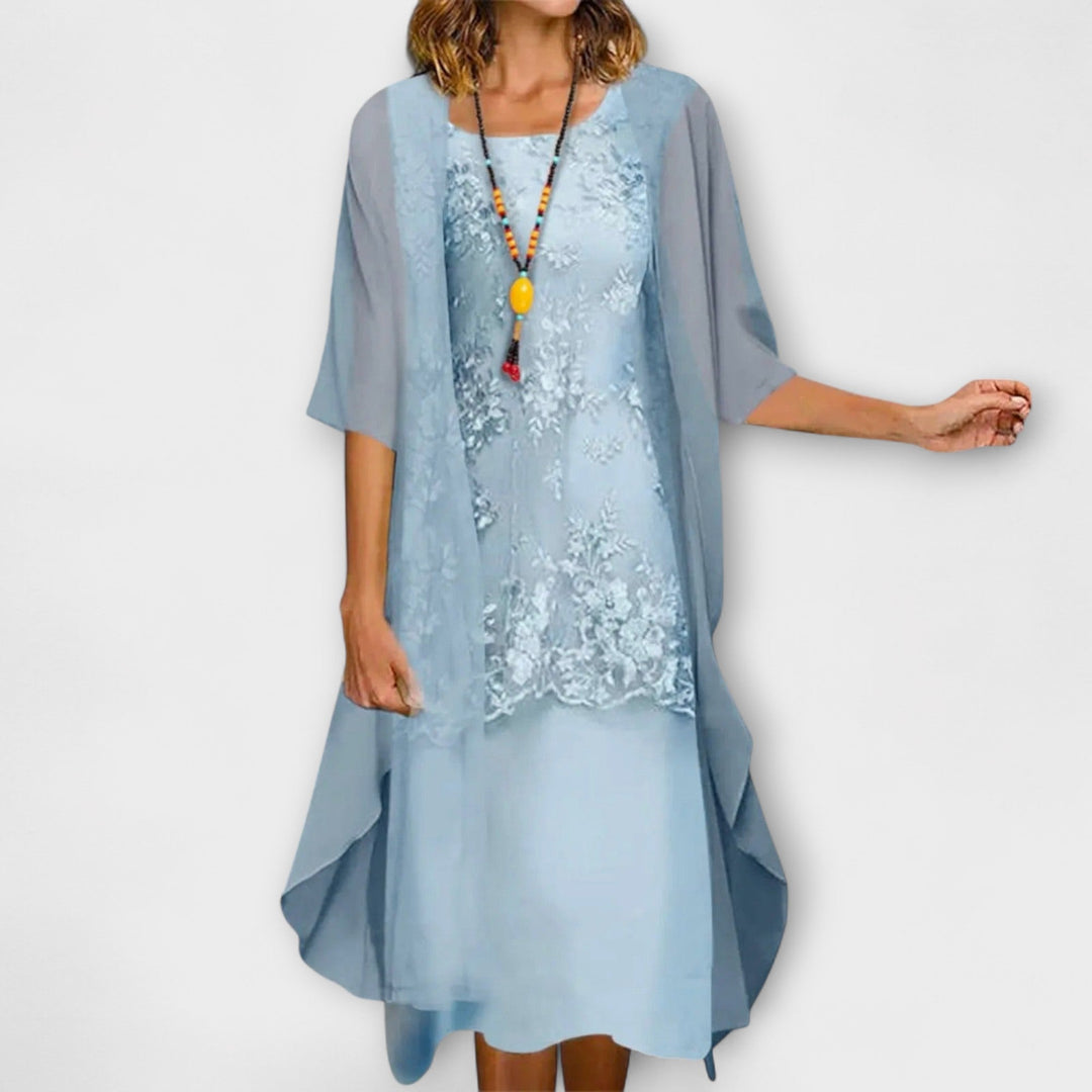 Janelle | Elegant Chiffon Set with Belly Coverage