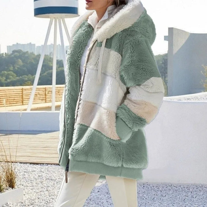 Amber - striped winter coat for women