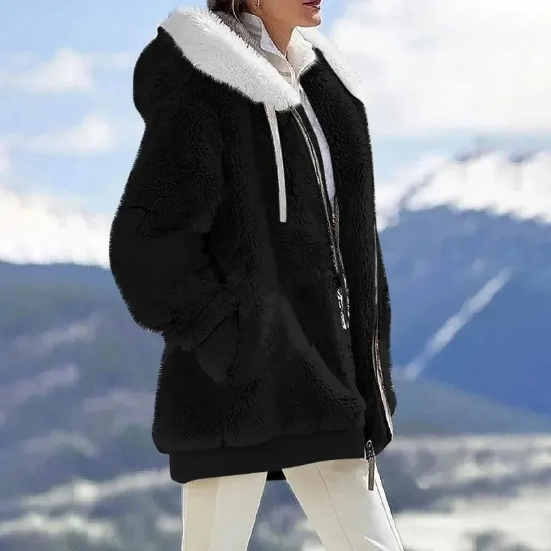 Amber - striped winter coat for women