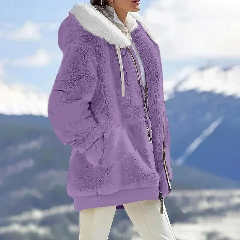 Amber - striped winter coat for women
