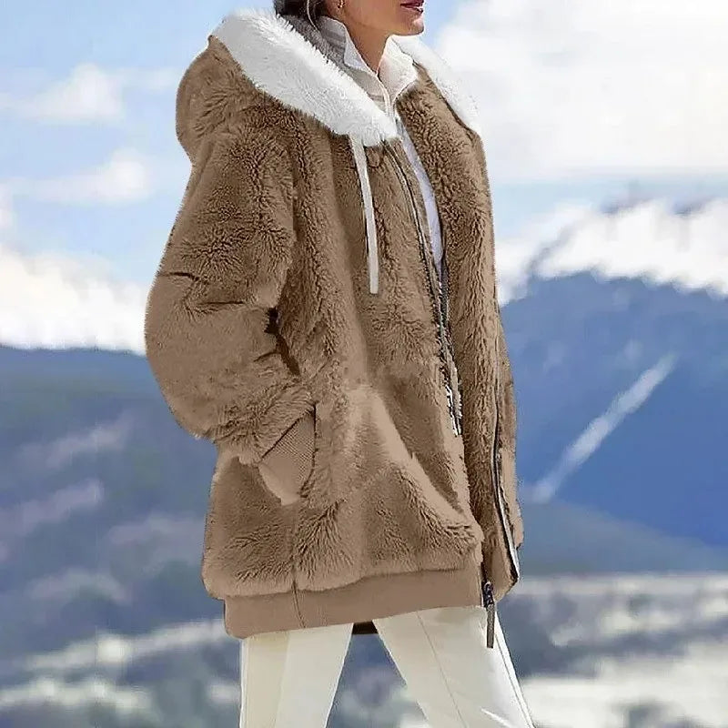 Amber - striped winter coat for women