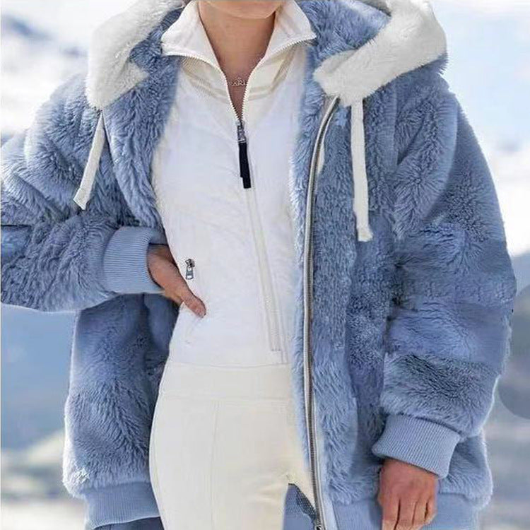 Amber - striped winter coat for women